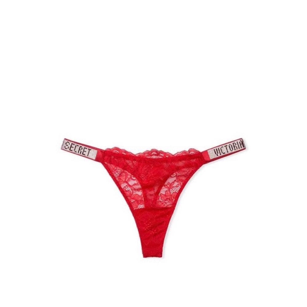 Victoria's Secret Red,Green, Black Lace Thong Bling Panty Set BNWT Size Medium